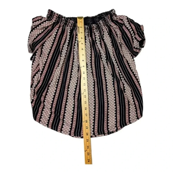 LOFT Womens Boho Striped Scoop Neck/Off the Shoulder Smocked Striped Top Size M - Picture 11 of 12
